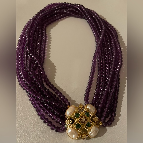 Vintage Elizabeth Taylor "Forever Violet" Statement Necklace 1994 Collection - Picture 6 of 16